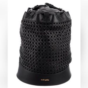 cult gaia Black Woven Bucket Bag